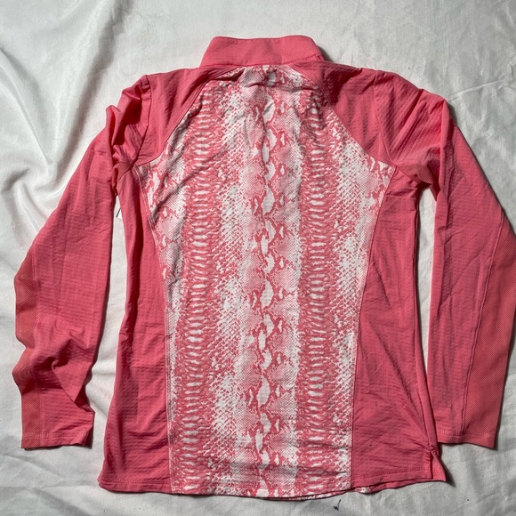 NWT SanSoleil UPF 50 Golf Pink Long sleeve top Snakeskin Print size S - Picture 4 of 9